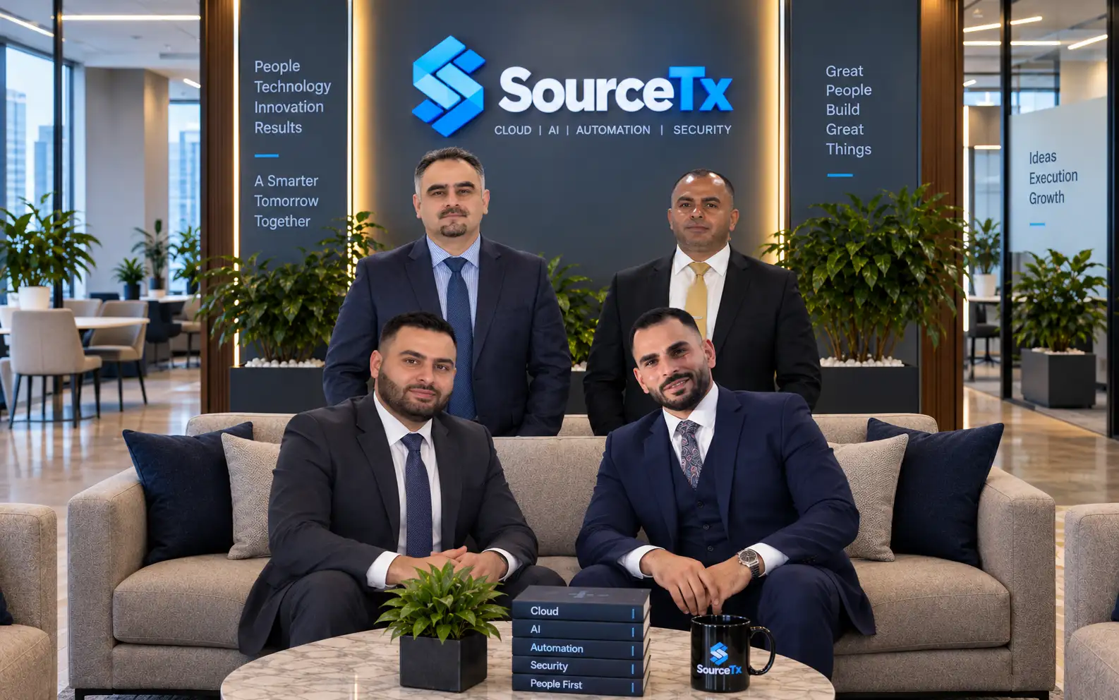 SourceTX team members in the office